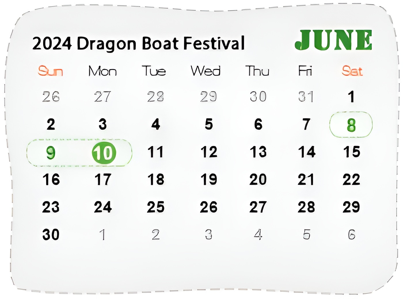 Dragon Boat Festival Calendar