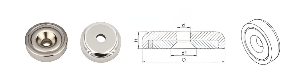 rare earth round base cup magnets